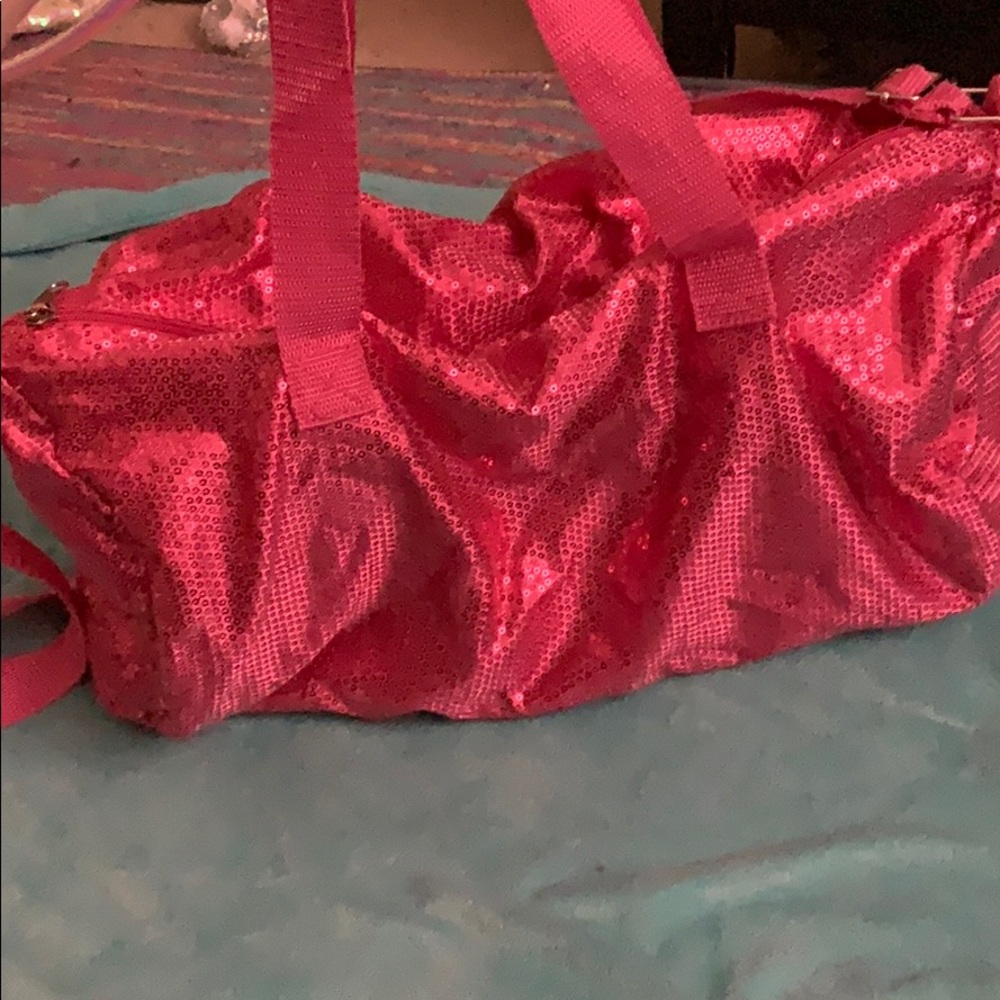 kids sparkly pink duffel bag